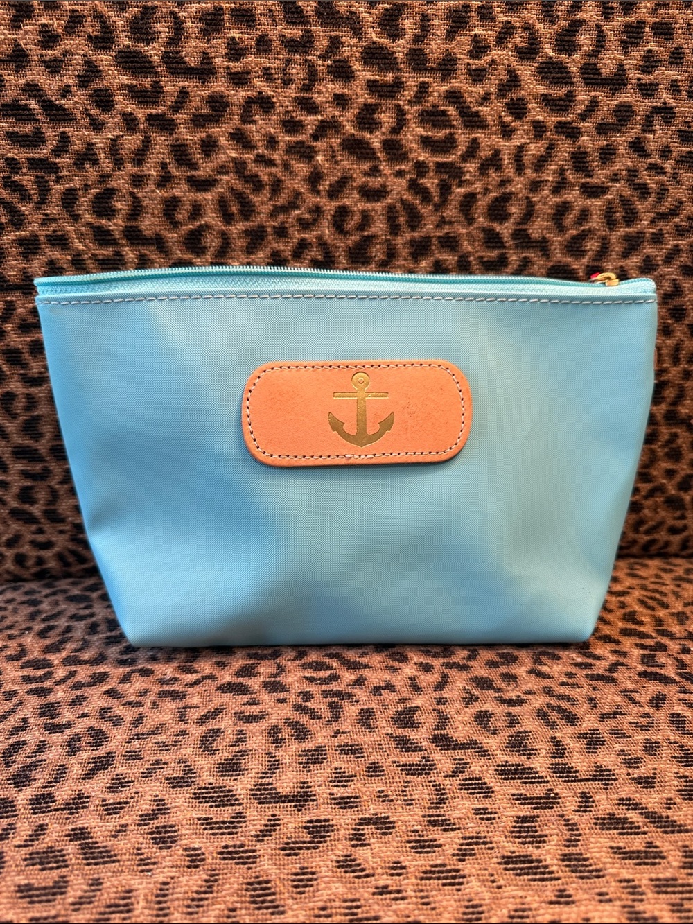 Light Blue Jon Hart Vinyl Anchor Cosmetic Pouch. EXCELLENT CONDITION
